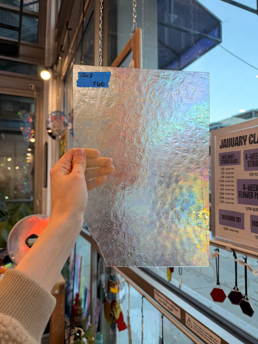 Iridescent Clear Florentine Wissmach Sheet Glass Colorado Glass Works