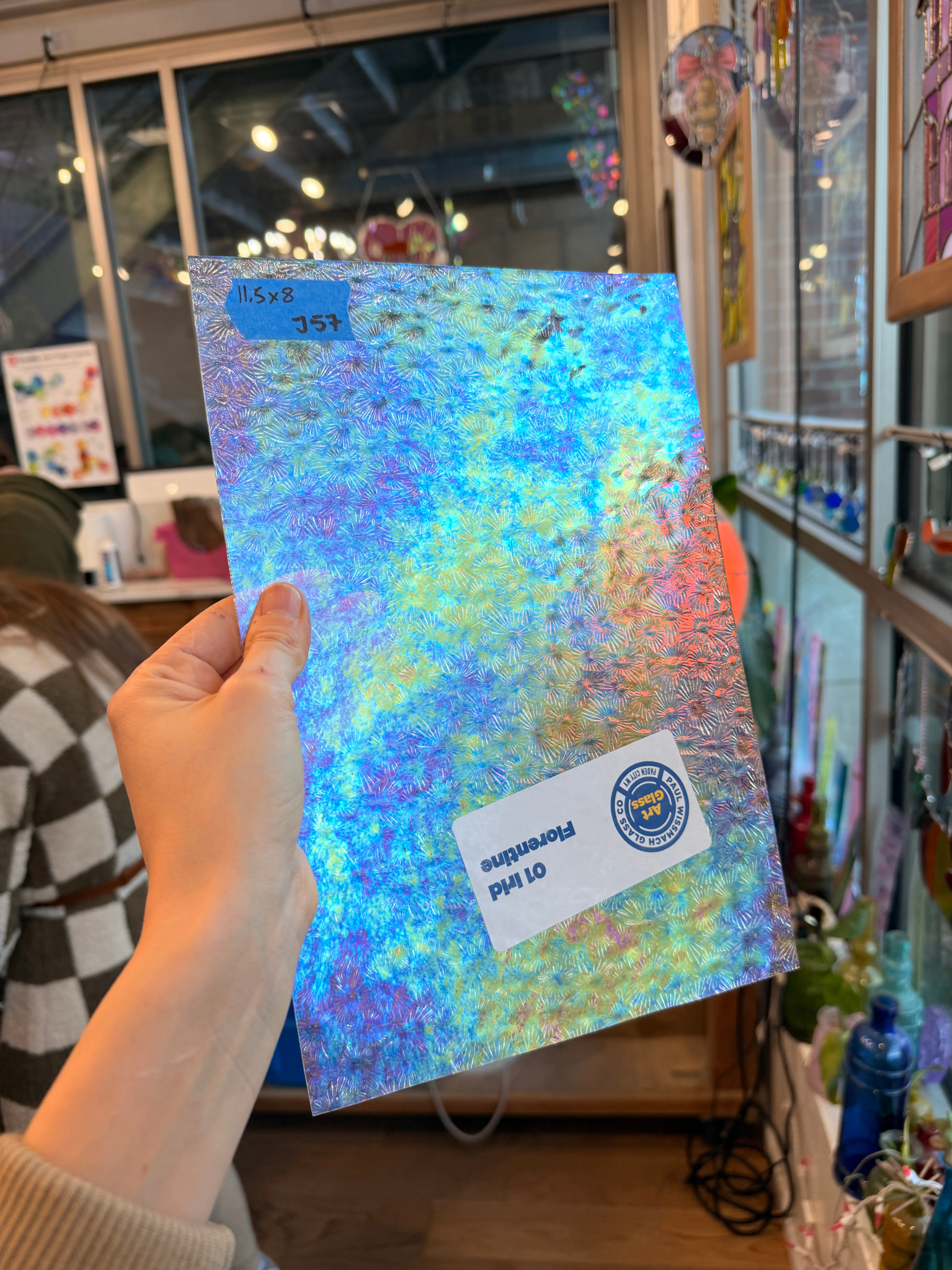 Iridescent Clear Florentine Wissmach Sheet Glass Colorado Glass Works 11.5x8in (WM-04904749)