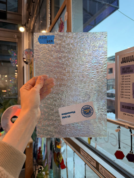 Iridescent Clear Florentine Wissmach Sheet Glass Colorado Glass Works