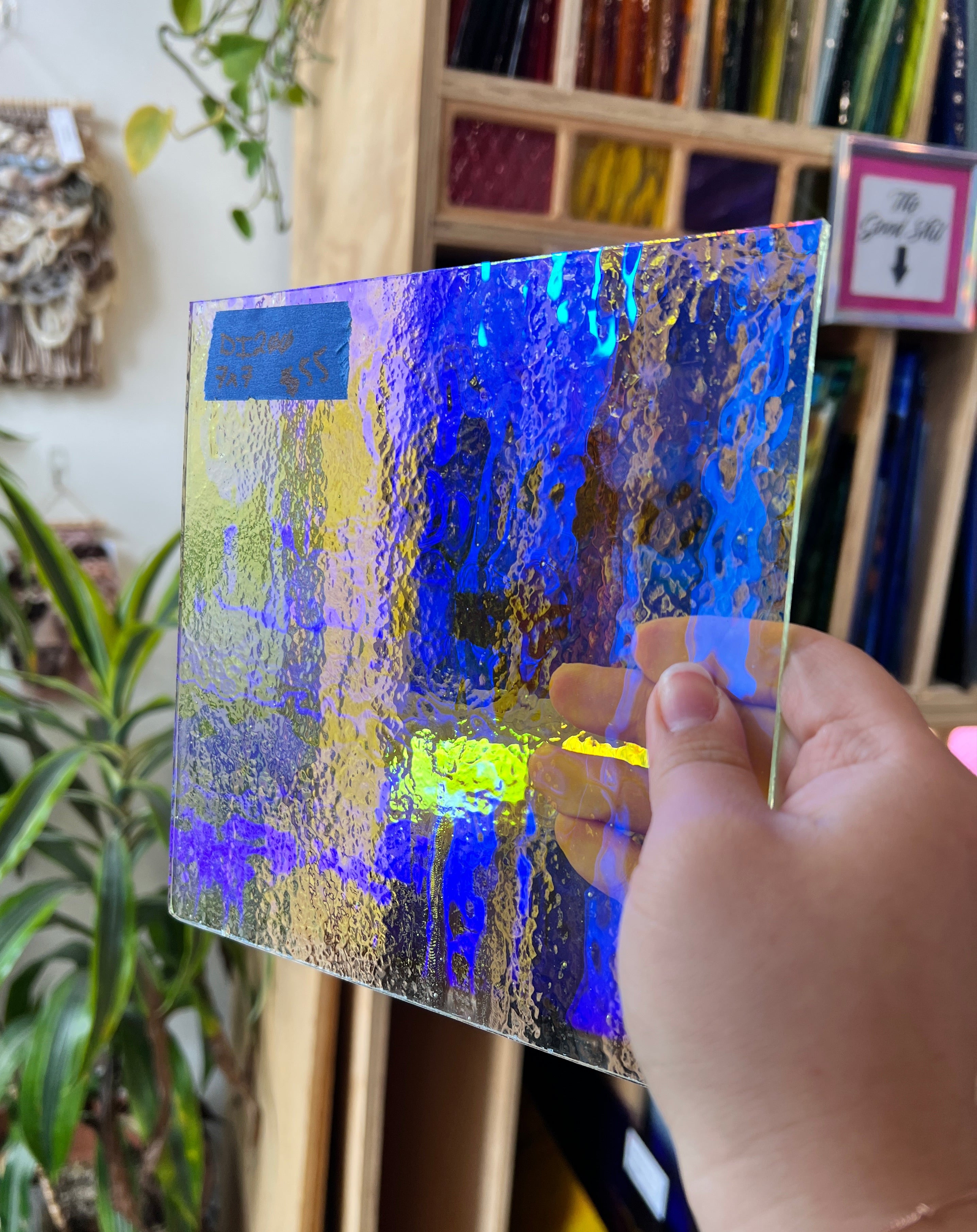 Blue/Yellow Transparent Dichroic Colorado Glass Works DI200.1 (7x7in)