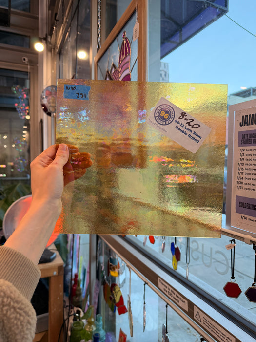 Cinnamon Amber Luminescent 96 COE Wissmach (WI 96 12 LUM) Sheet Glass Colorado Glassworks 11x10in (WM-70592301)