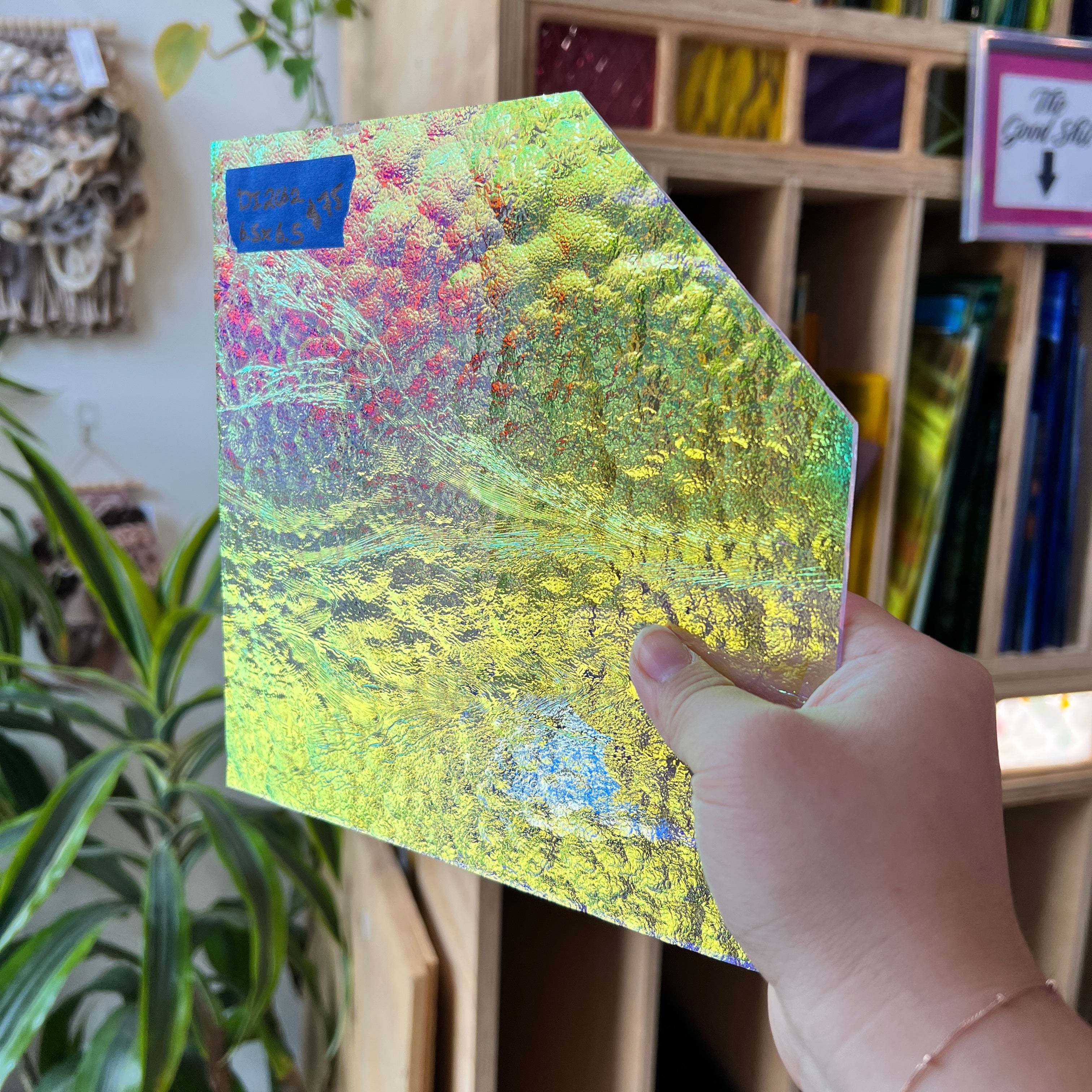 Yellow/Blue Transparent Dichroic Colorado Glass Works DI202 (6.5x6.5in)