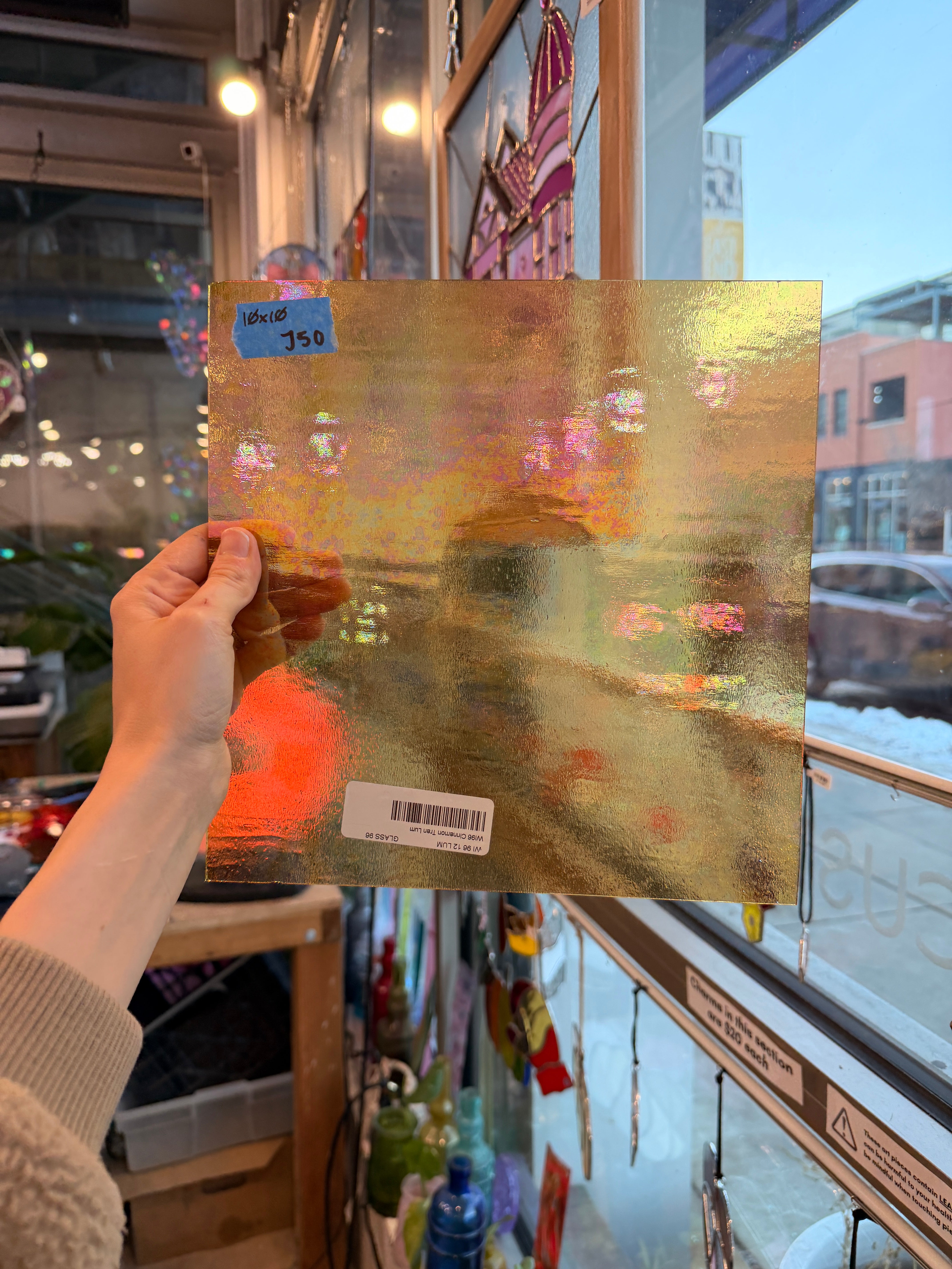 Cinnamon Amber Luminescent 96 COE Wissmach (WI 96 12 LUM) Sheet Glass Colorado Glassworks 10x10in (WM-70625069)