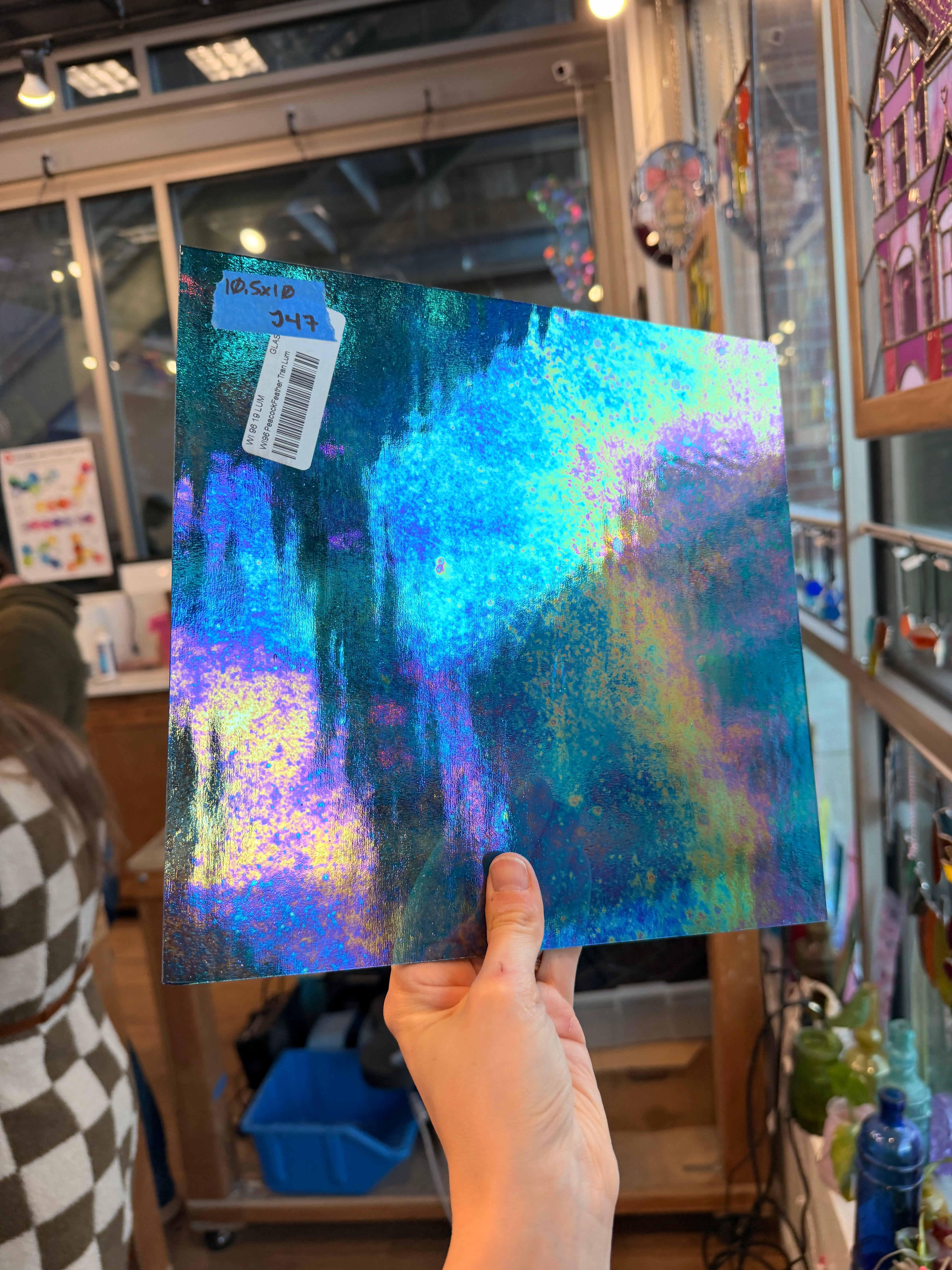 Peacock Feather Blue Luminescent 96 COE Wissmach (WI 96 19 LUM) Sheet Glass Colorado Glass Works 10.5x10in (WM-63138093)