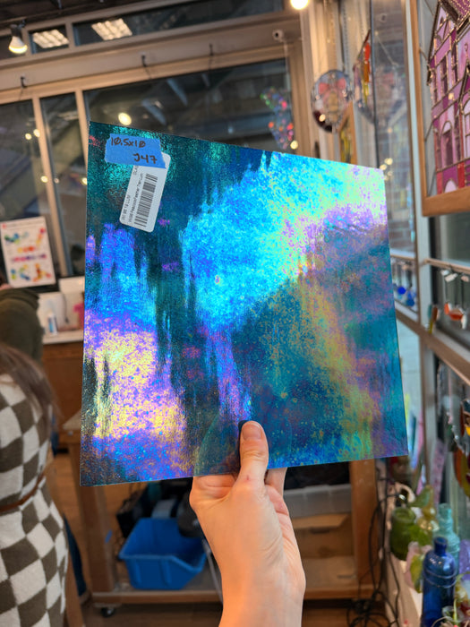 Peacock Feather Blue Luminescent 96 COE Wissmach (WI 96 19 LUM) Sheet Glass Colorado Glass Works 10.5x10in (WM-63138093)