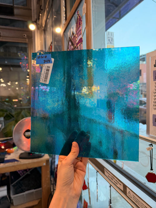 Peacock Feather Blue Luminescent 96 COE Wissmach (WI 96 19 LUM) Sheet Glass Colorado Glass Works