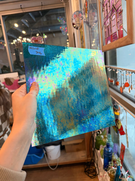 Peacock Feather Blue Luminescent 96 COE Wissmach (WI 96 19 LUM) Sheet Glass Colorado Glass Works 10.5x10in (WM-63170861)