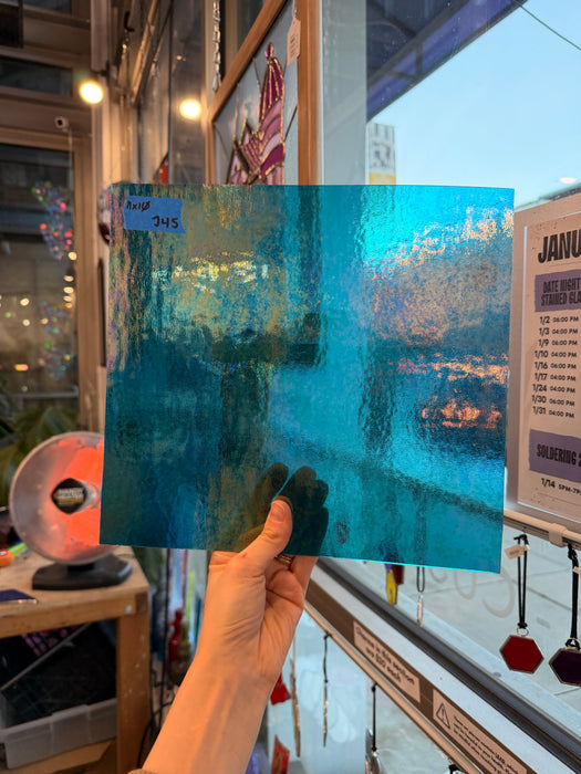 Peacock Feather Blue Luminescent 96 COE Wissmach (WI 96 19 LUM) Sheet Glass Colorado Glass Works