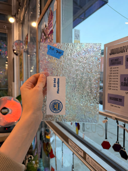 Iridescent Clear Florentine Wissmach Sheet Glass Colorado Glass Works