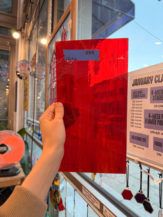 Red White Wispy Spectrum Sheet Glass Colorado Glassworks