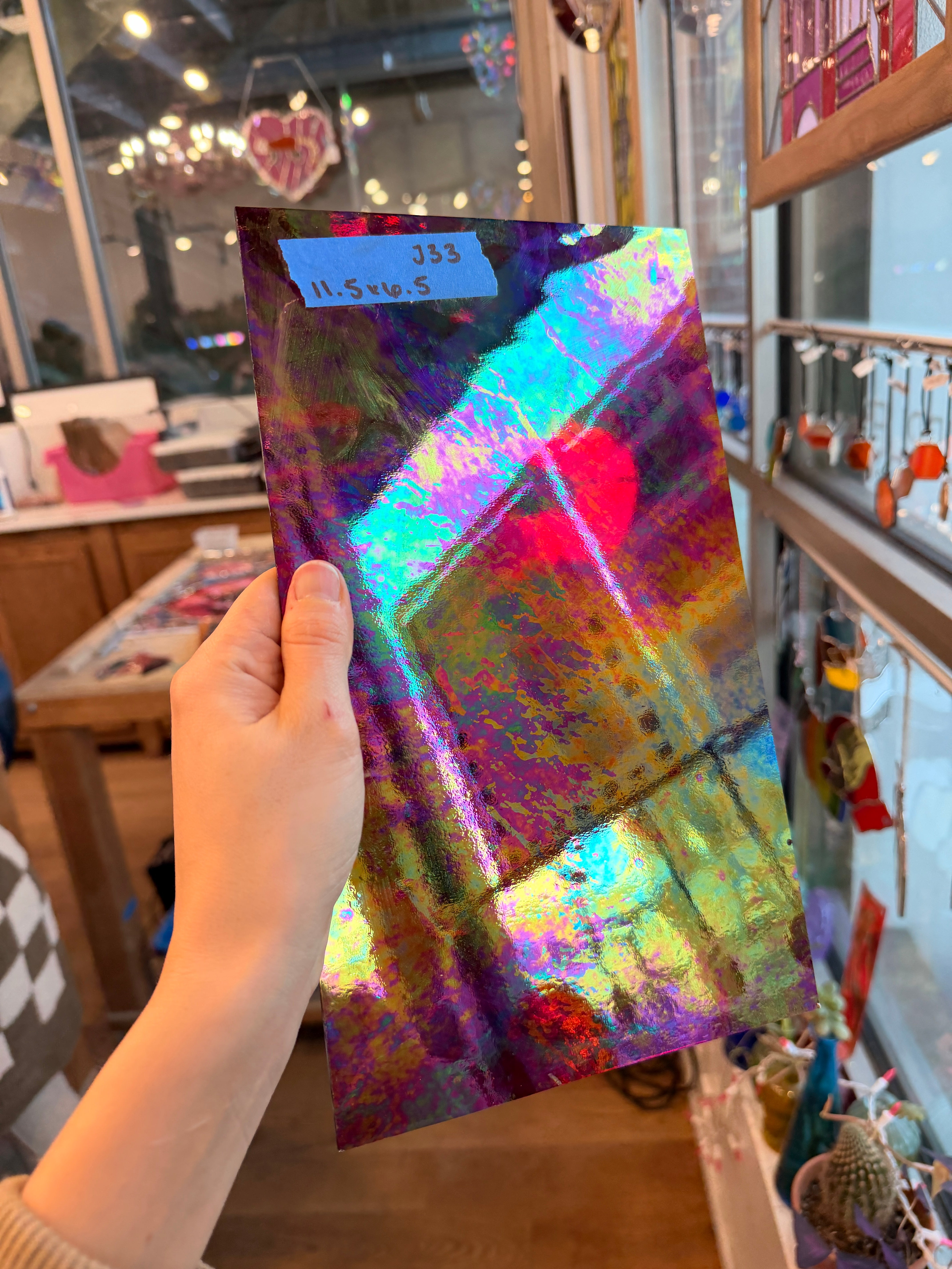 Vintage Red Transparent Iridescent Spectrum Sheet Glass Colorado Glassworks 11.5x6.5in (SP-47516205)