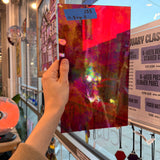 Vintage Red Transparent Iridescent Spectrum Sheet Glass Colorado Glassworks