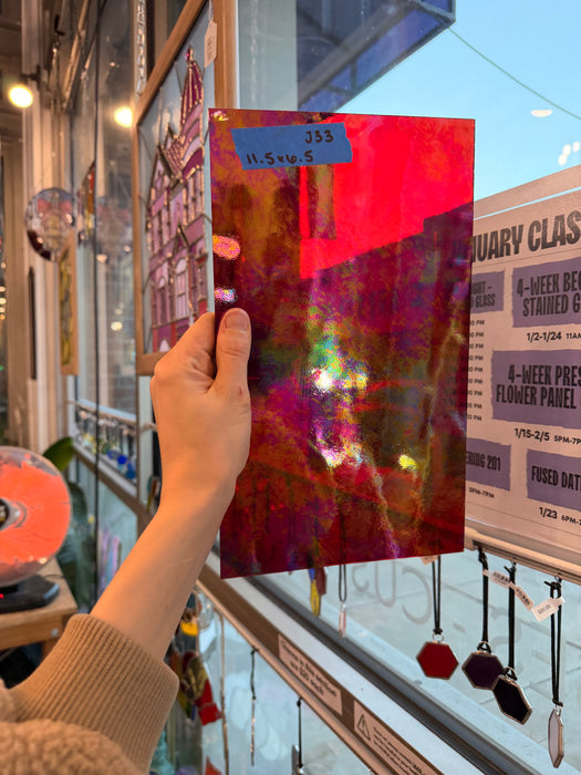 Vintage Red Transparent Iridescent Spectrum Sheet Glass Colorado Glassworks