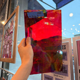 Vintage Red Transparent Iridescent Spectrum Sheet Glass Colorado Glassworks