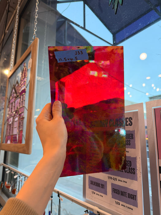 Vintage Red Transparent Iridescent Spectrum Sheet Glass Colorado Glassworks