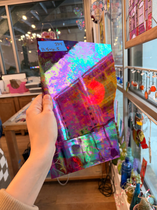 Vintage Red Transparent Iridescent Spectrum Sheet Glass Colorado Glassworks 11.5x6.5in (SP-47548973)