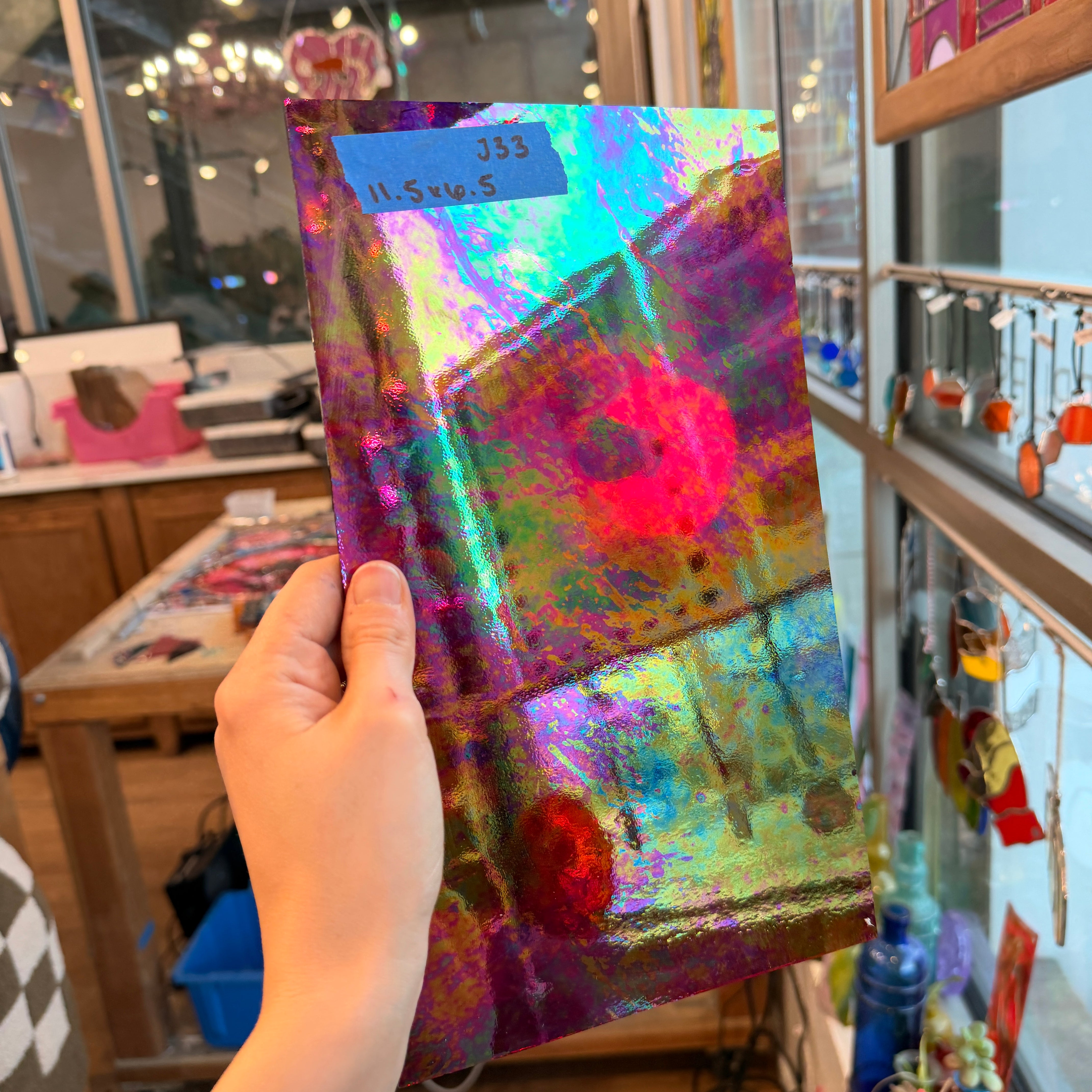 Vintage Red Transparent Iridescent Spectrum Sheet Glass Colorado Glassworks
