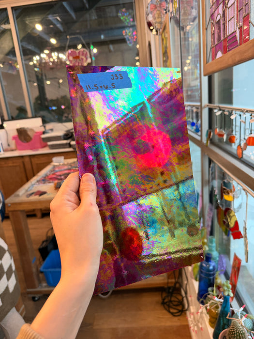 Vintage Red Transparent Iridescent Spectrum Sheet Glass Colorado Glassworks