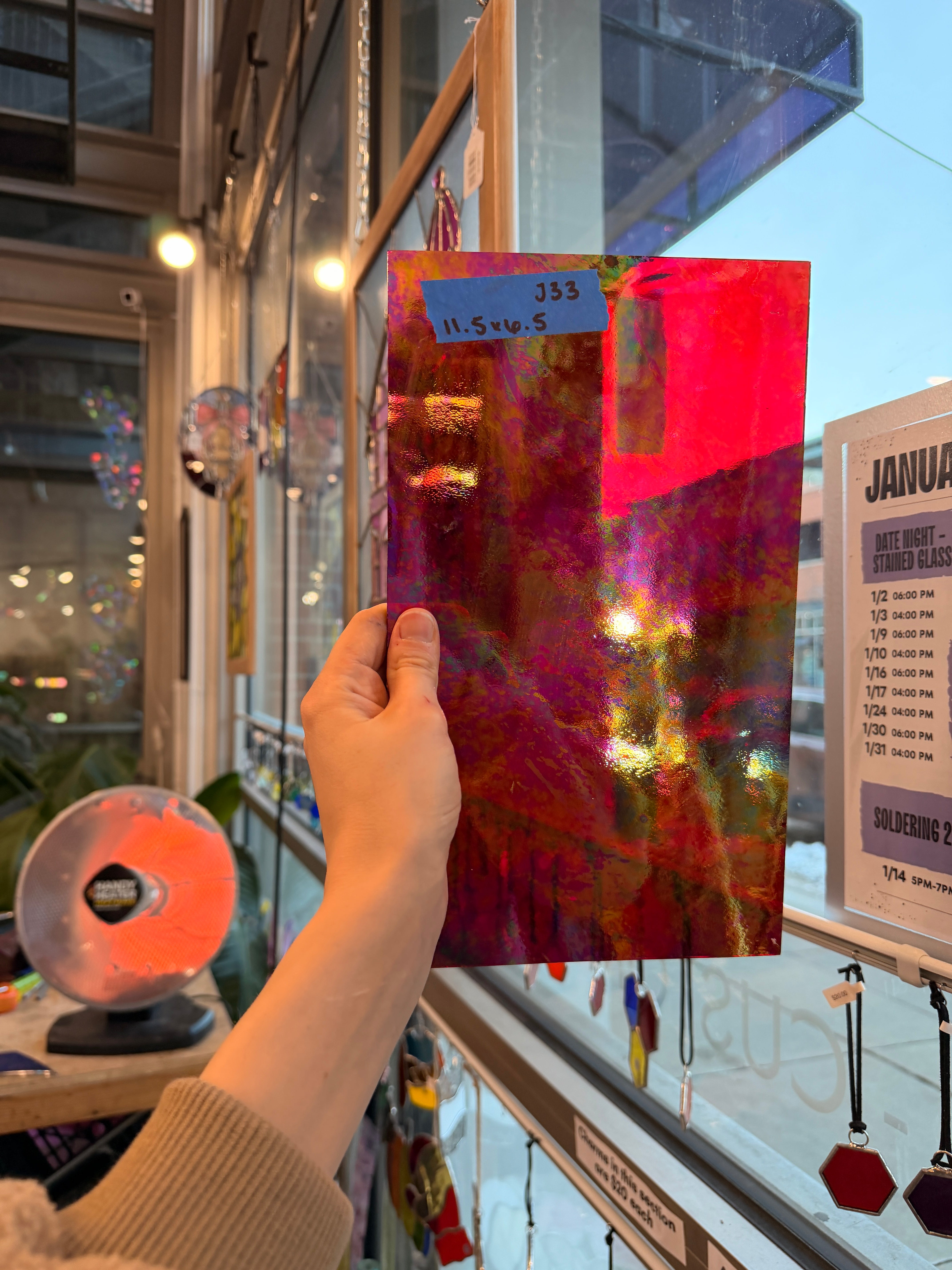 Vintage Red Transparent Iridescent Spectrum Sheet Glass Colorado Glassworks