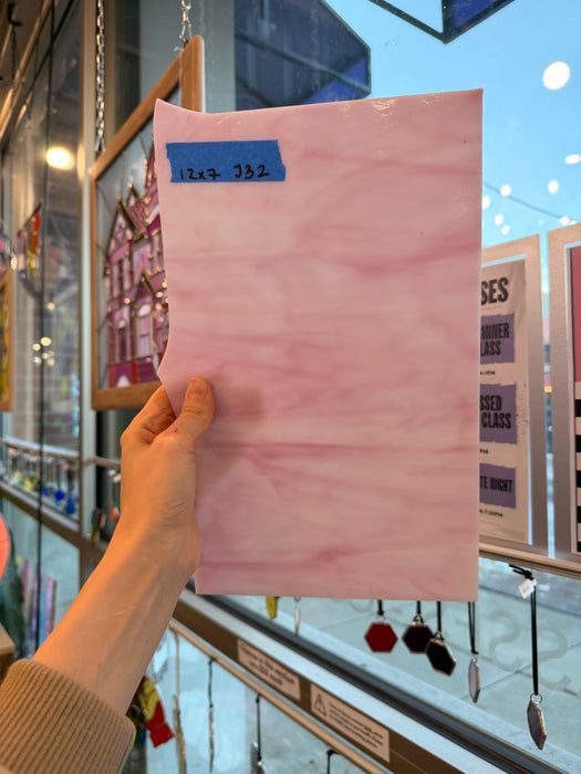 Pink White Wispy Spectrum Sheet Glass Colorado Glassworks