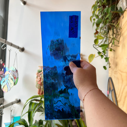 Blue Waterglass Oceanside Sheet Glass Colorado Glassworks OS2152 (4x12in)
