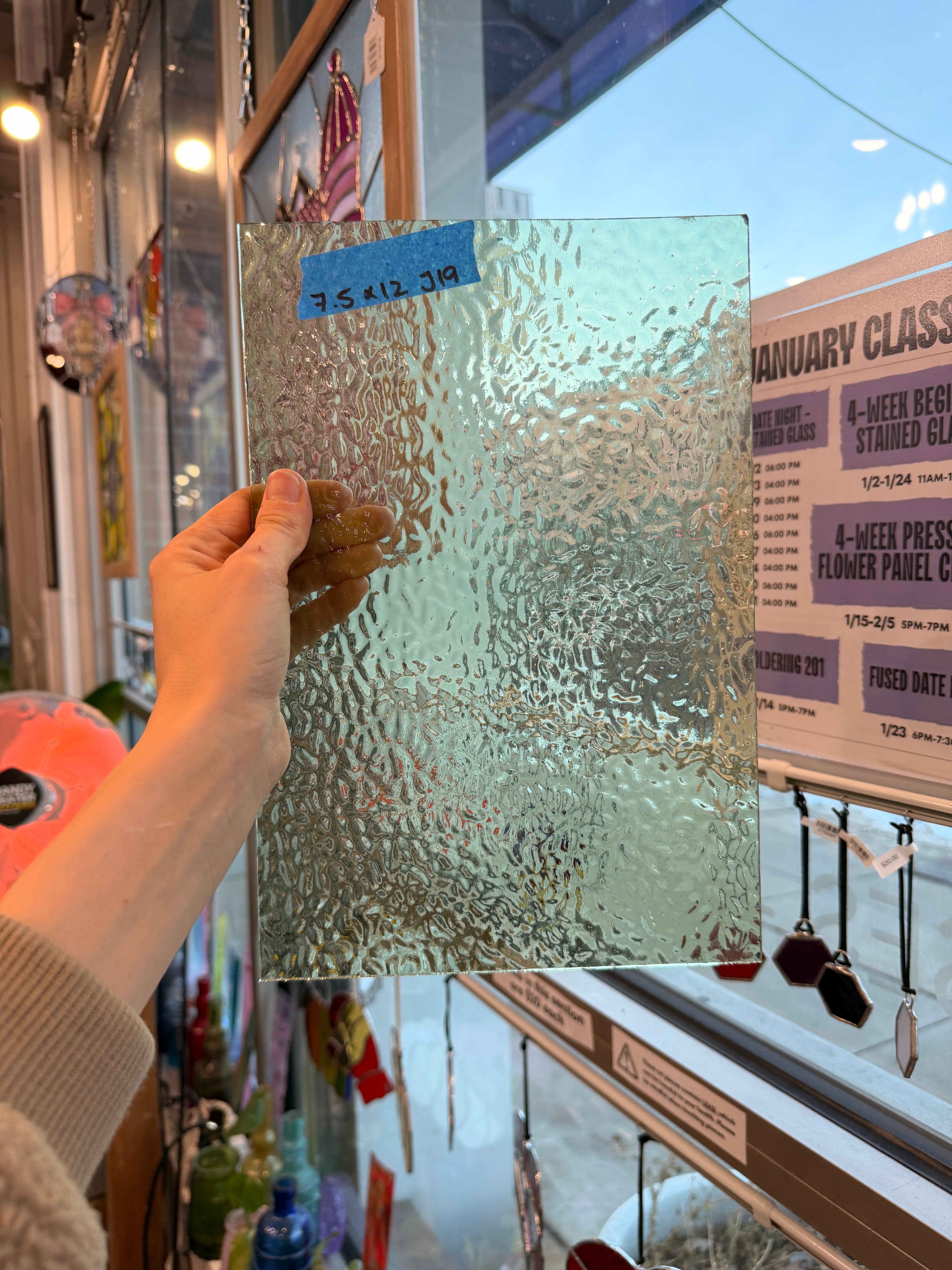 Mint English Muffle Transparent Sheet Glass Colorado Glass Works 12x7.5in (WM-37443629)