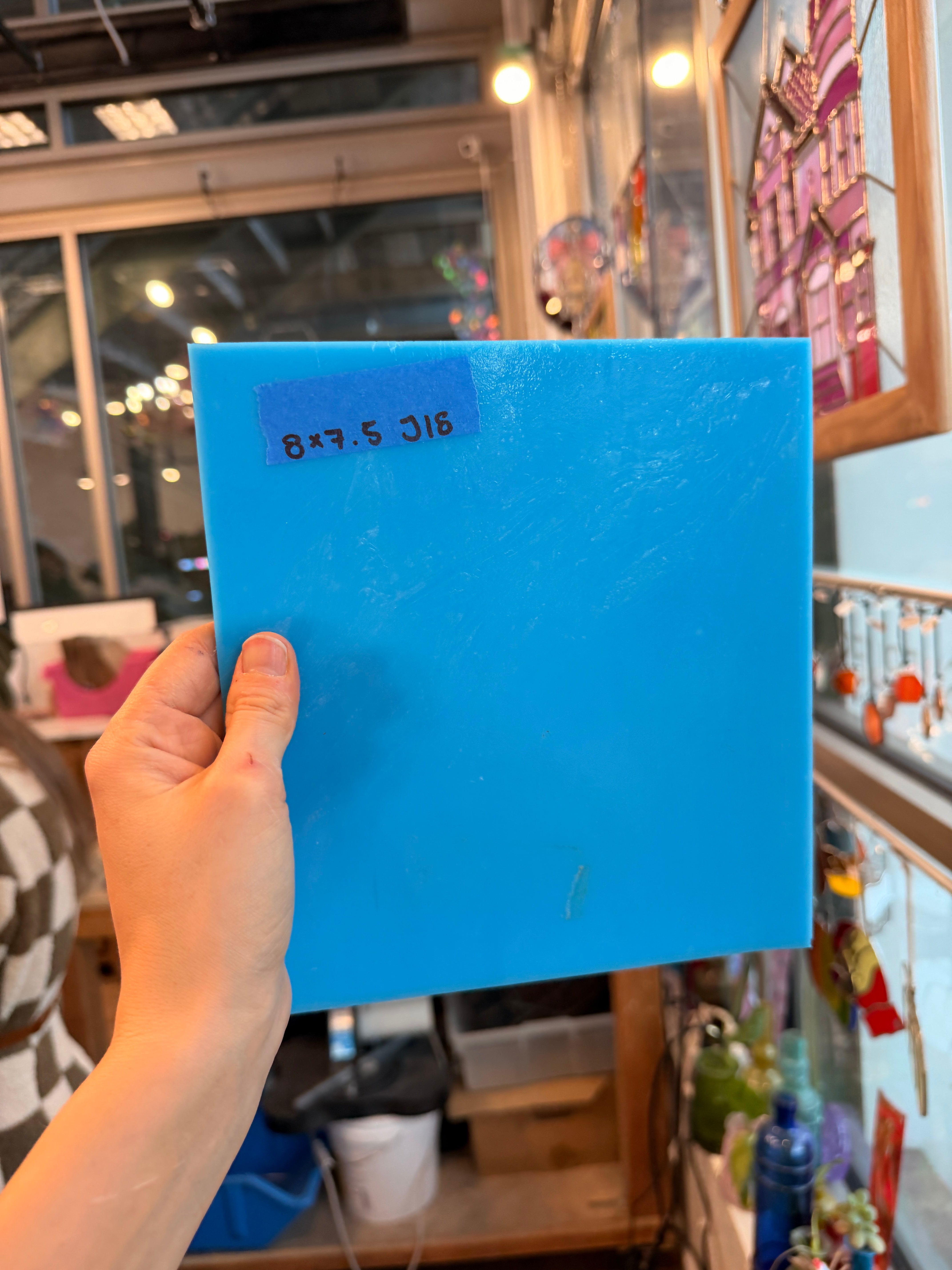 Sky Blue Opal Kokomo Opaque Sheet Glass Colorado Glassworks 8x7in (KO-34343469)