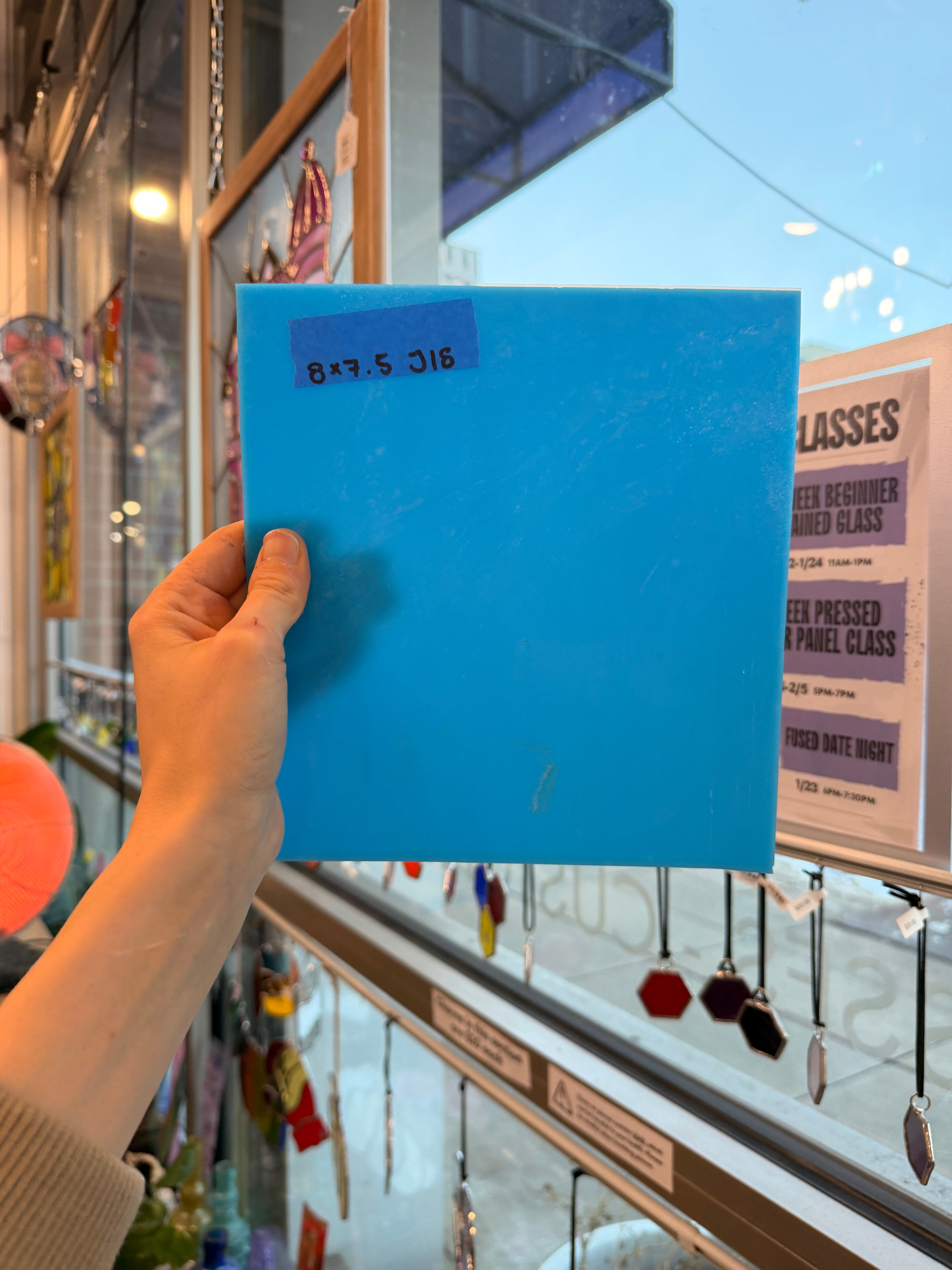 Sky Blue Opal Kokomo Opaque Sheet Glass Colorado Glassworks 8x8in (KO-34310701)