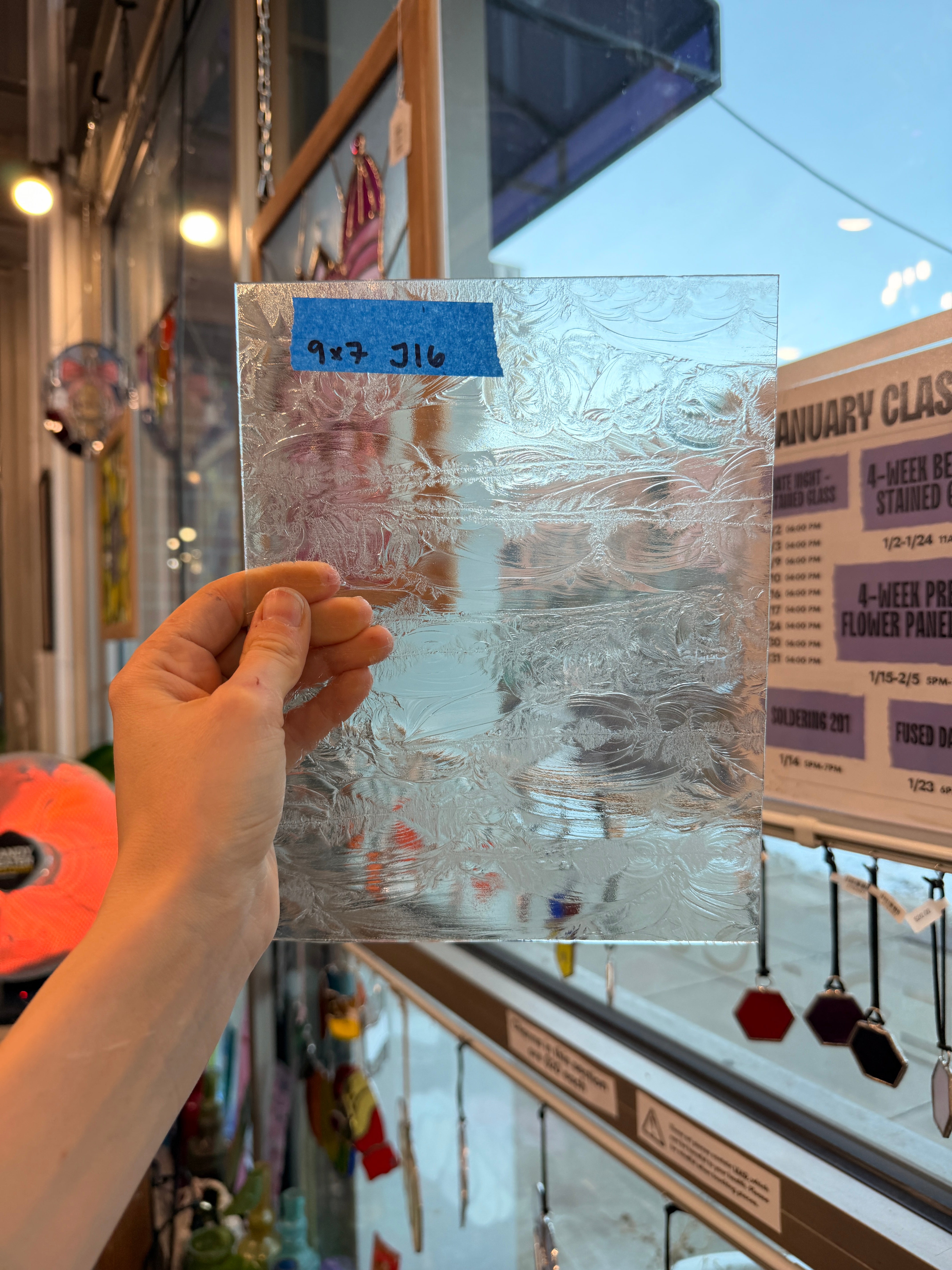 Clear Glue Chip Texture Sheet Glass Colorado Glassworks 9x7in (GC-00970541)