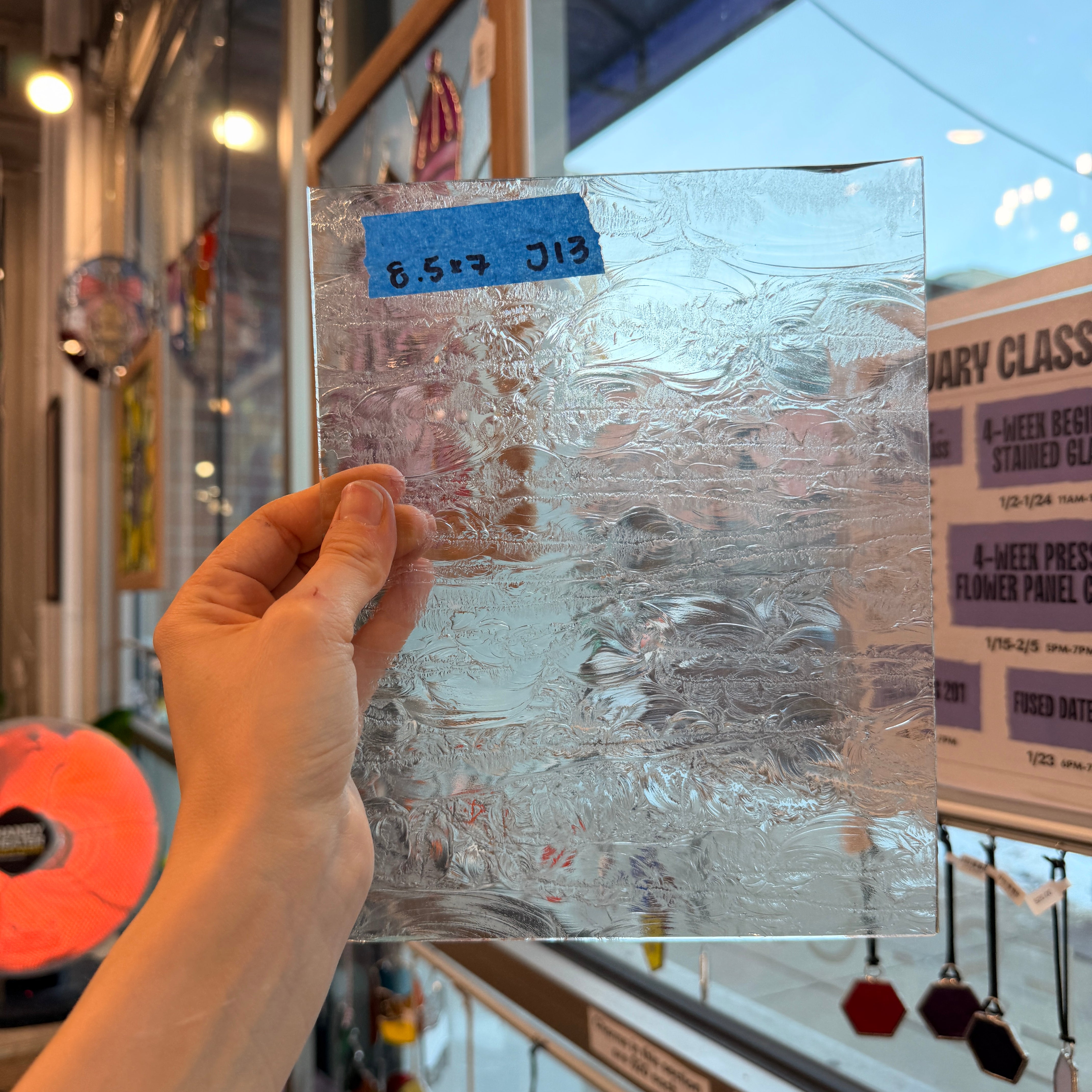 Clear Glue Chip Texture Sheet Glass Colorado Glassworks 8.5x7in (GC-03395373)