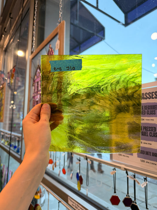 Lime Green + Dark Green Mixed Transparent Kokomo Sheet Glass Kokomo