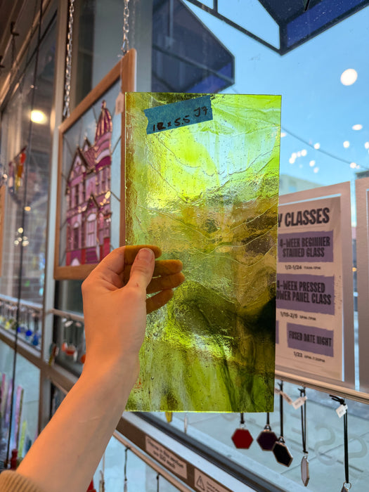 Lime Green + Dark Green Mixed Transparent Kokomo Sheet Glass Kokomo 12x5.5in (KO-48443437)