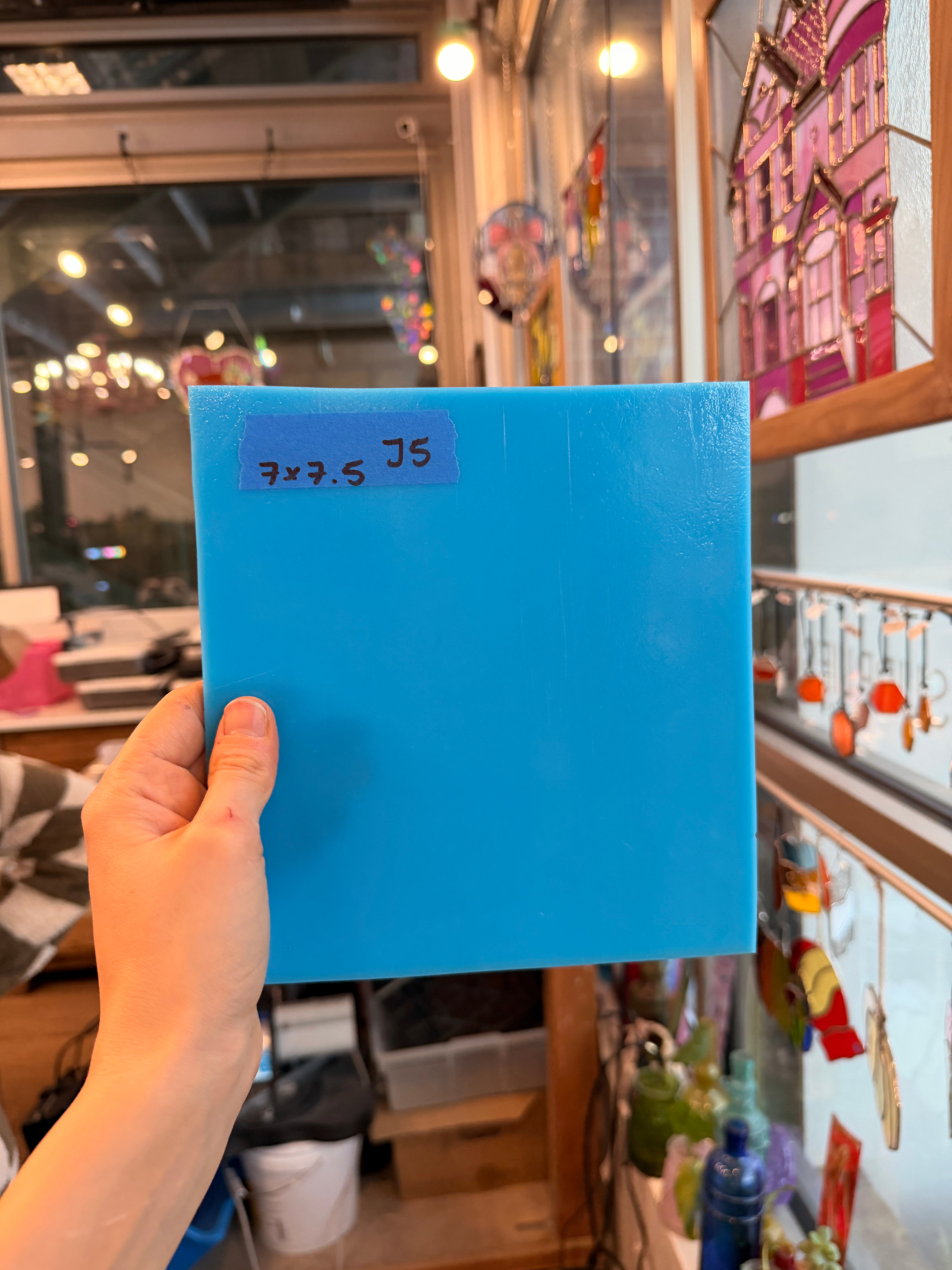 Sky Blue Opal Kokomo Opaque Sheet Glass Colorado Glassworks 7x7.5in (KO-34245165)