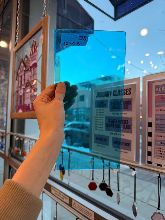 Sky Blue Transparent Oceanside Fusible 96 COE Sheet Glass Oceanside Glass