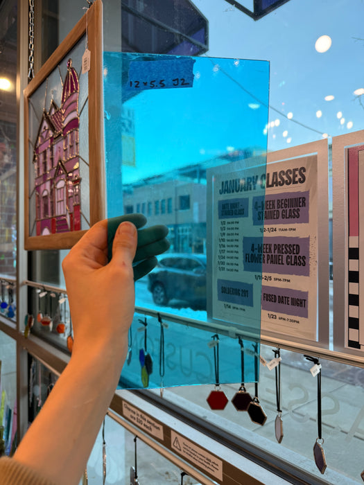 Sky Blue Transparent Oceanside Fusible 96 COE Sheet Glass Oceanside Glass