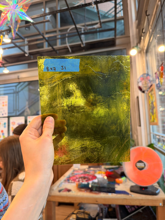 Lime Green + Dark Green Mixed Transparent Kokomo Sheet Glass Kokomo