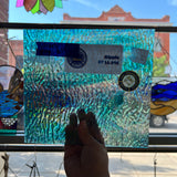 Iridescent Blue Tight Ripple Wissmach Sheet Glass Colorado Glass Works