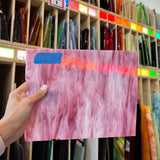 Pink and White Semi-Opaque Vintage Bullseye Sheet Glass Colorado Glassworks BE323 (8x10in)  