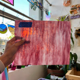Pink and White Semi-Opaque Vintage Bullseye Sheet Glass Colorado Glassworks   