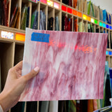Pink and White Semi-Opaque Vintage Bullseye Sheet Glass Colorado Glassworks BE322 (8x9.5in)  
