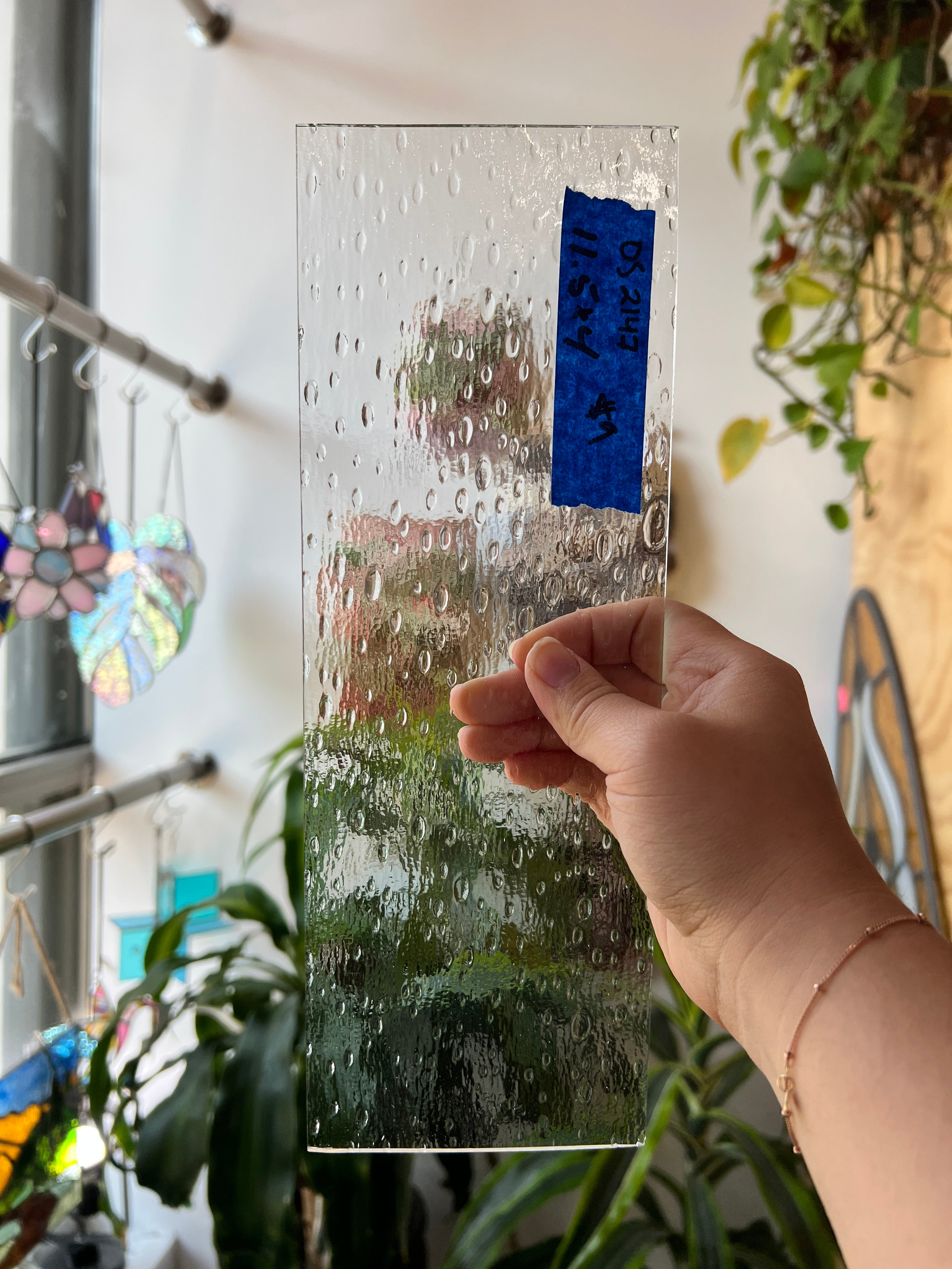 Rainwater Textured Clear Oceanside Fusible 96 COE Sheet Glass Colorado Glassworks OS2147 (11.5x4in)