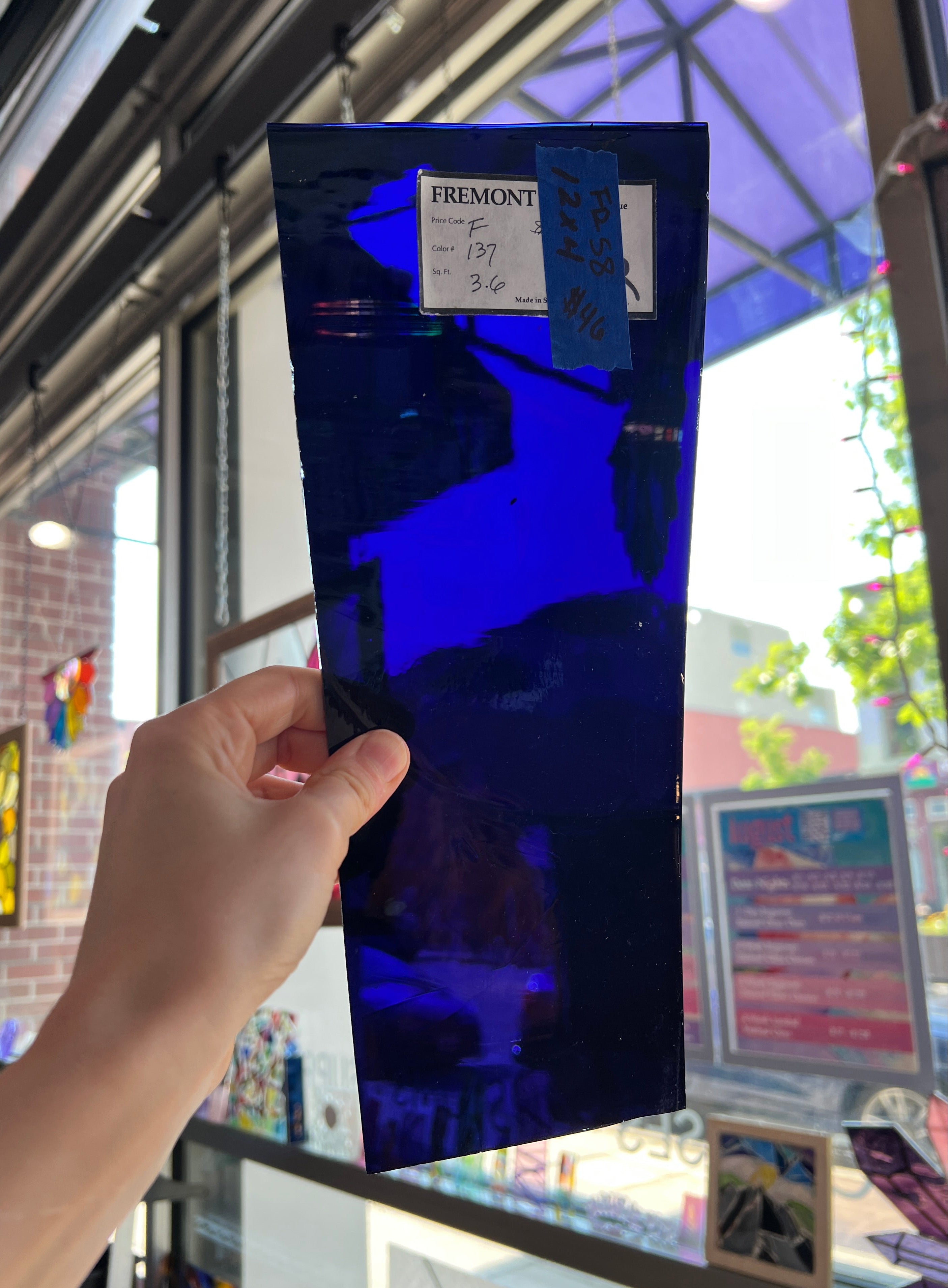 Indigo Mouth Blown Flash Glass Fremont Sheet Glass Colorado Glassworks