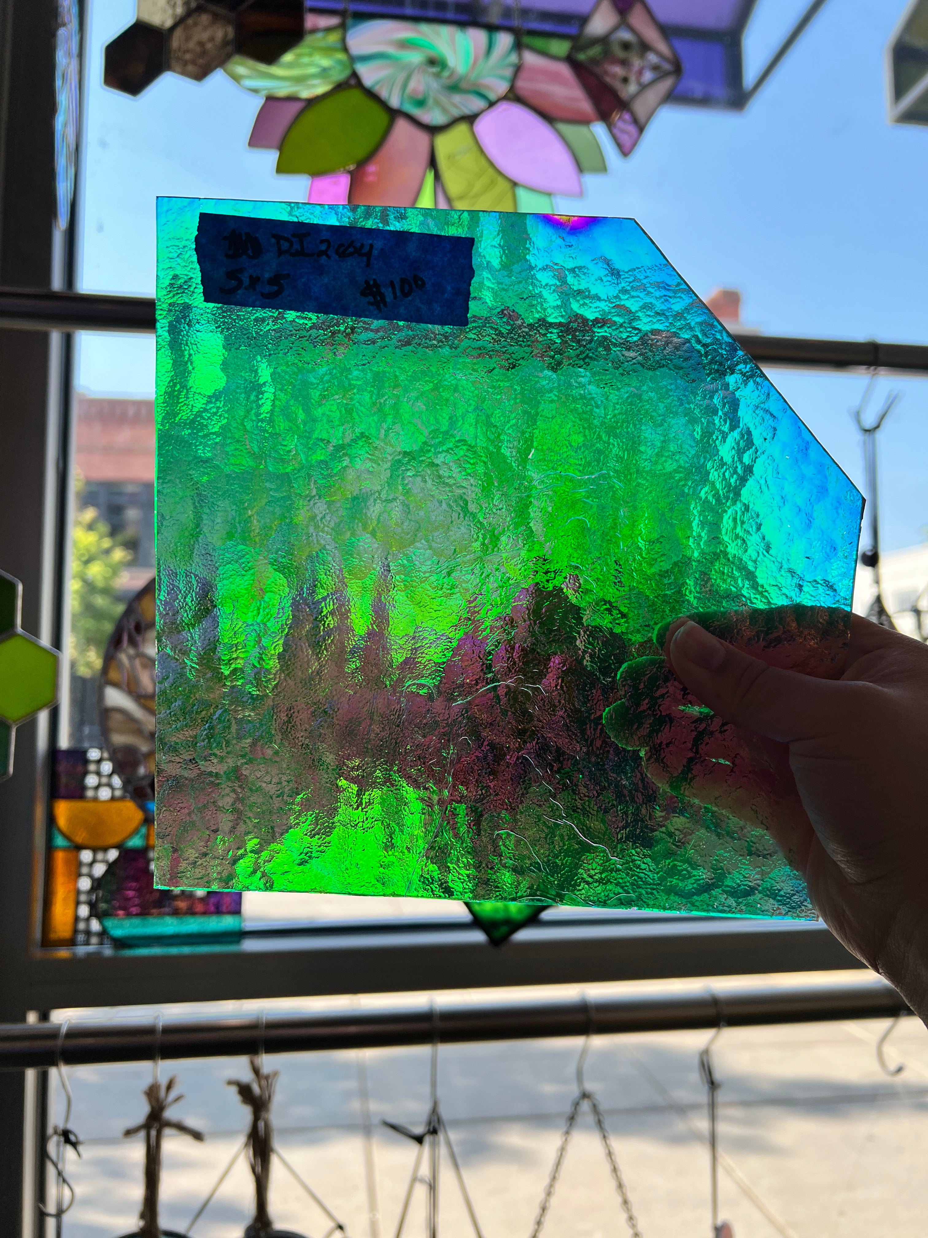Pink/Green Transparent Dichroic Sheet Glass Colorado Glassworks