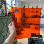 Orange Transparent Oceanside Fusible 96 COE (171F) Sheet Glass Colorado Glassworks OS-ORANGE-T (12x12in)