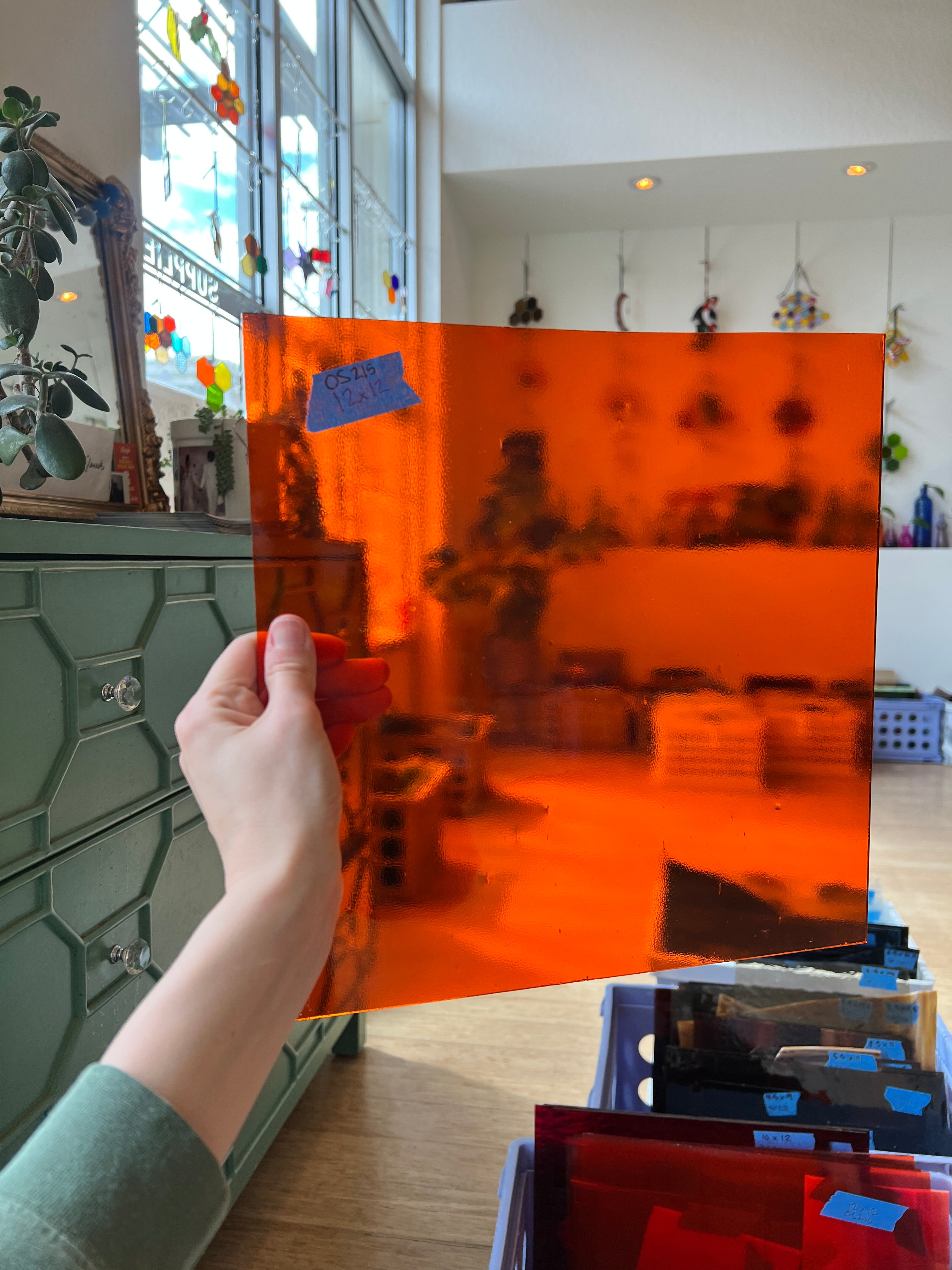 Orange Transparent Oceanside Fusible 96 COE Sheet Glass Colorado Glassworks OS215 (12x12in)  