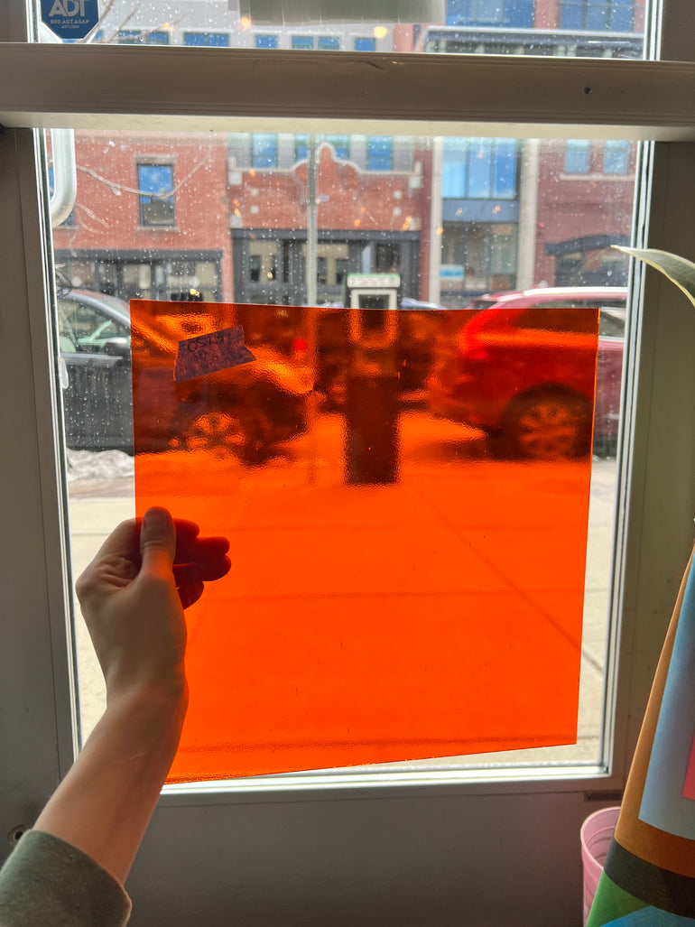 Orange Transparent Oceanside Fusible 96 COE Sheet Glass Colorado Glassworks   