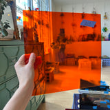 Orange Transparent Oceanside Fusible 96 COE (171F) Sheet Glass Colorado Glassworks