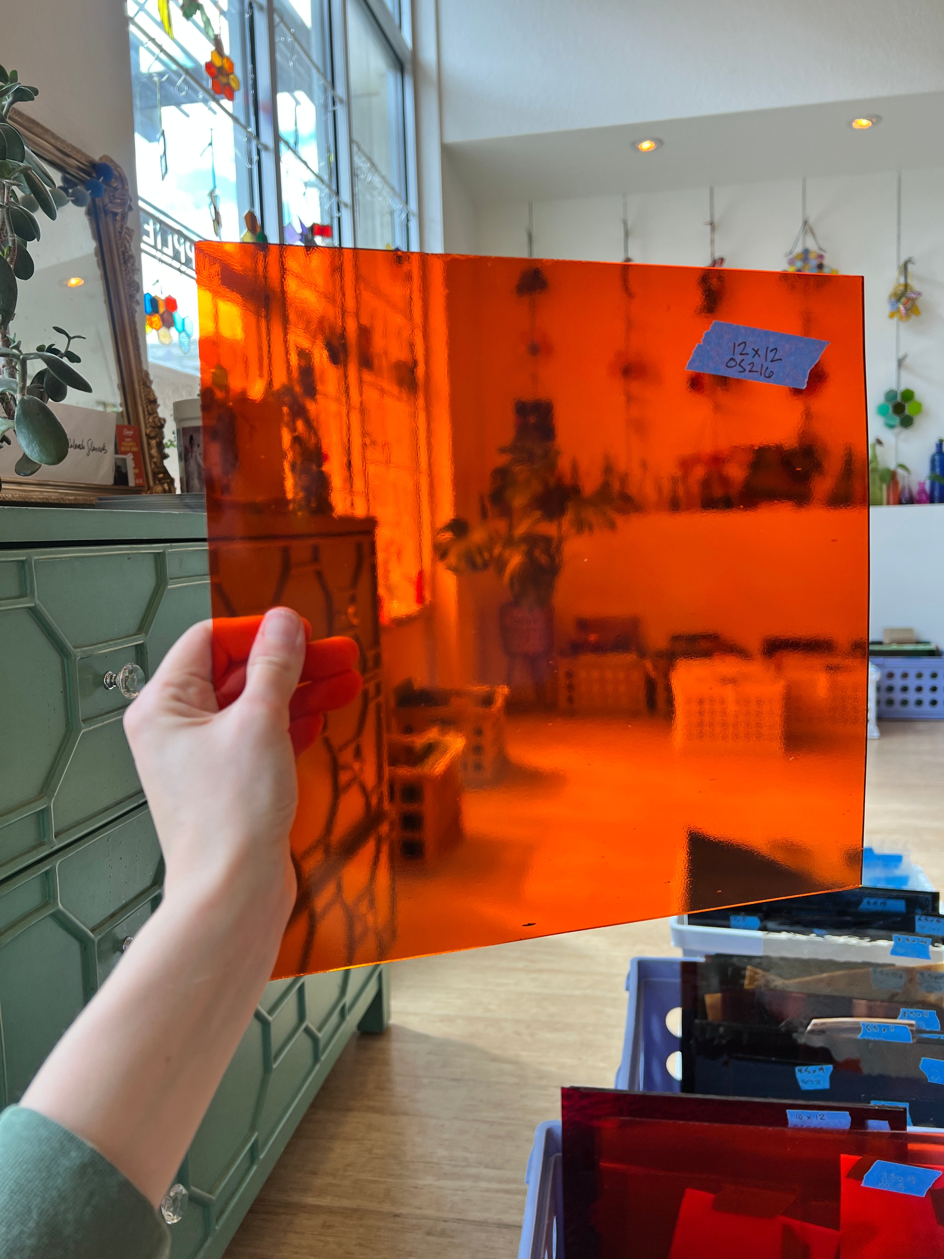 Orange Transparent Oceanside Fusible 96 COE (171F) Sheet Glass Colorado Glassworks