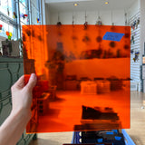 Orange Transparent Oceanside Fusible 96 COE (171F) Sheet Glass Colorado Glassworks