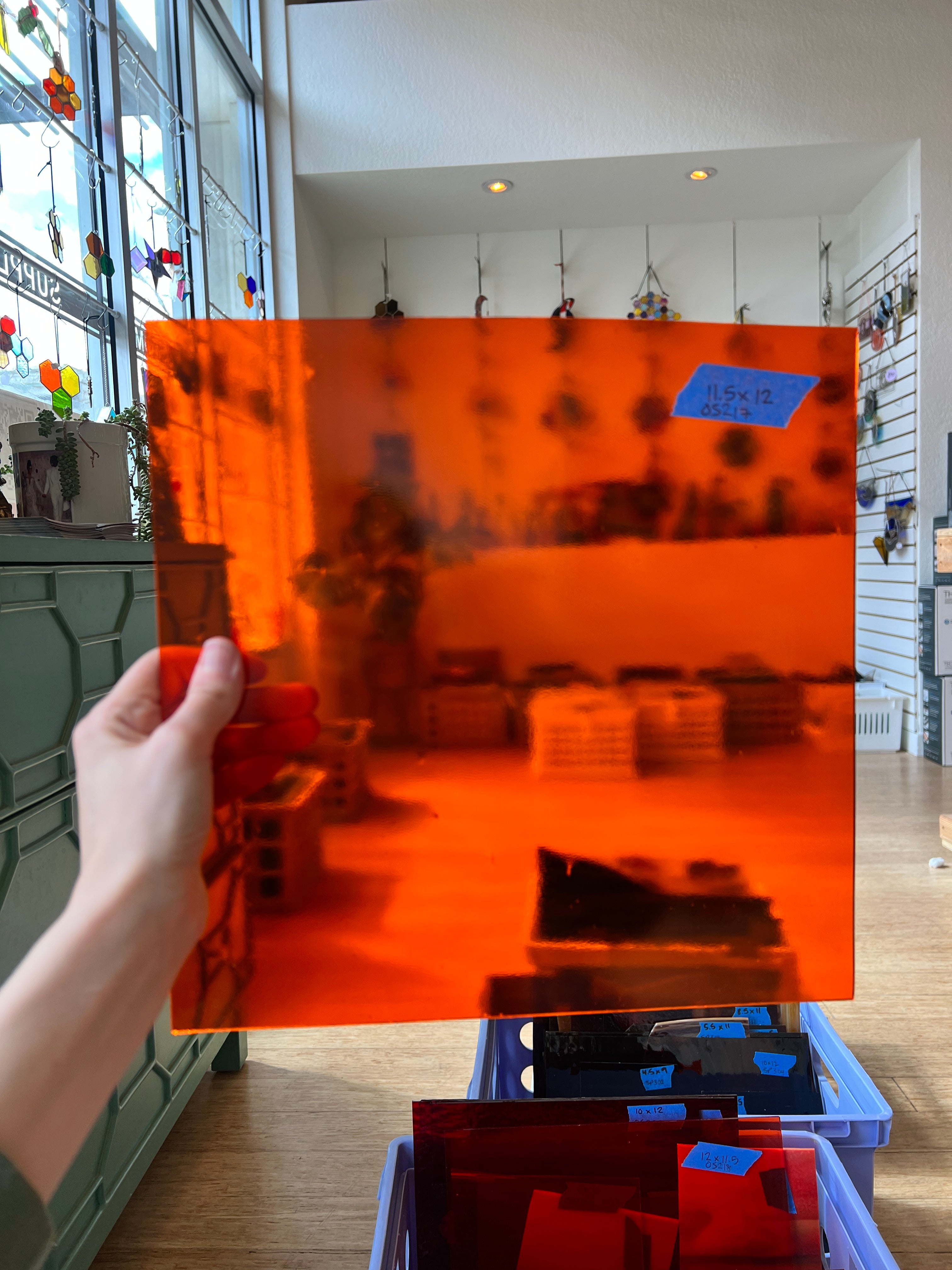 Orange Transparent Oceanside Fusible 96 COE (171F) Sheet Glass Colorado Glassworks
